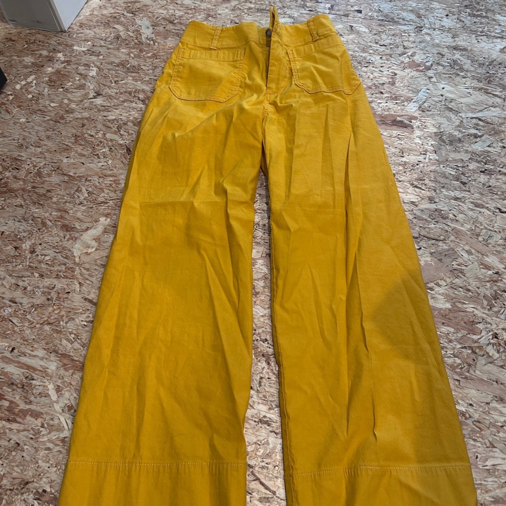 Anthropologie Maeve cropped Colette Wide-Leg Pants Yellow